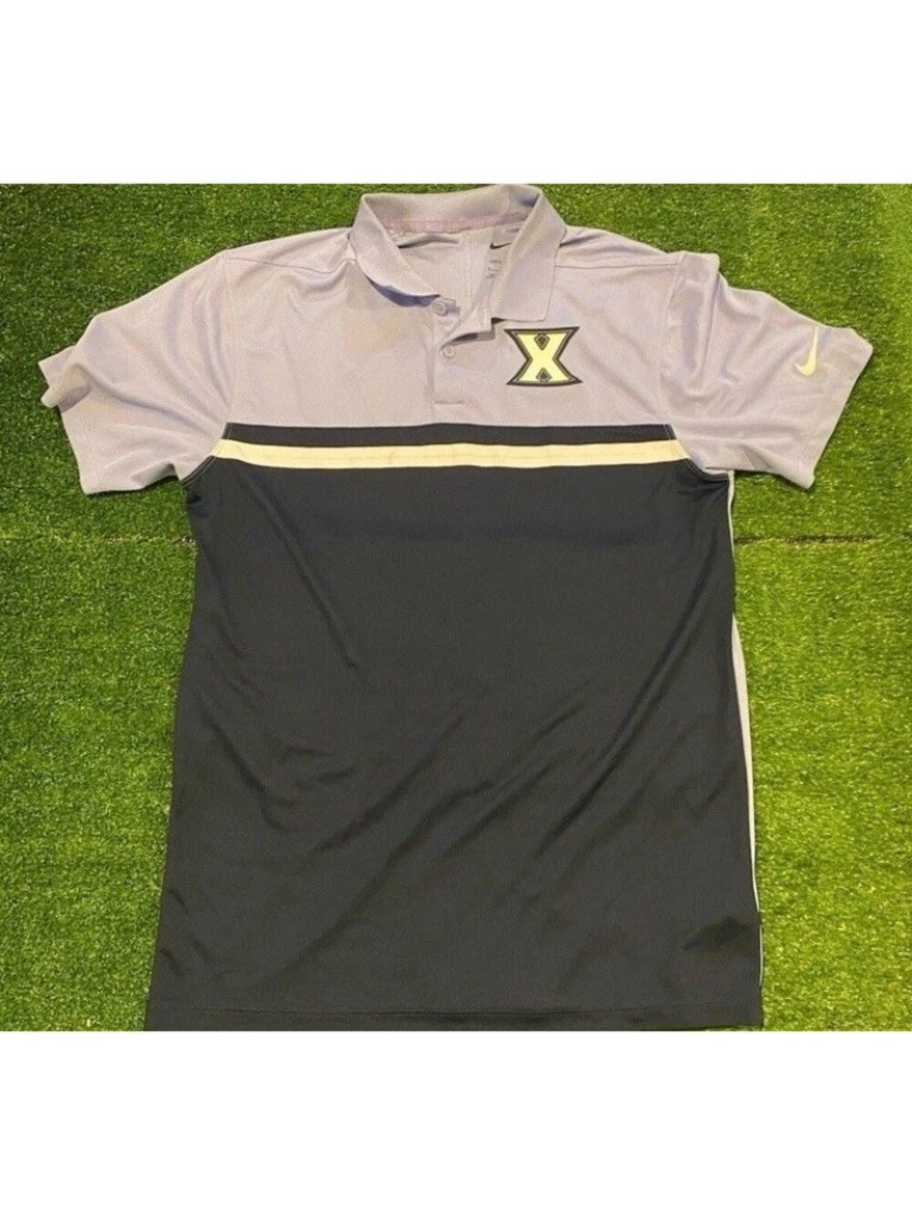 Xavier Musketeers polo mens small gray blue night lightweight breathable